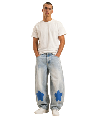 FLOWER BARREL LEG JEANS