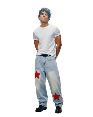 STAR BARREL LEG JEANS